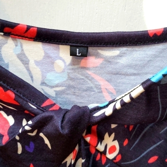 Navy Blue floral Multi color Spaghetti Strap Cami Tank top Sz.Large - Picture 4 of 4